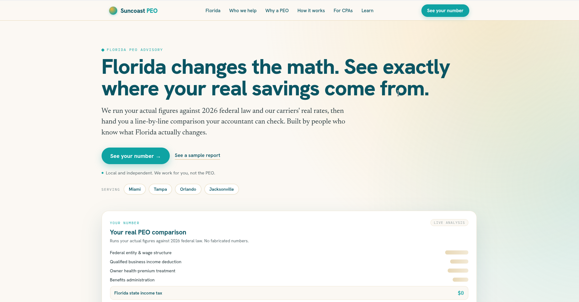 Suncoast PEO broker website example